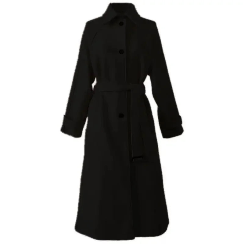 Thickened Cotton Blend Winter Women's Coat Loose Fit Slimming Woolen Jacket Autumn Outerwear Fashionable Long Coat